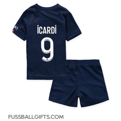 Paris Saint-Germain Mauro Icardi #9 Fußballbekleidung Heimtrikot Kinder 2022-23 Kurzarm (+ kurze hosen)